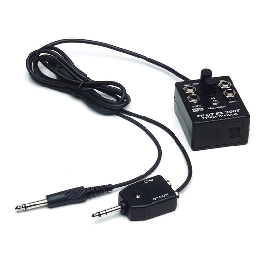 Pilot USA PA-200T 2-Place Intercom – Dual-Ended Cord with AUX Input on Left and Portable Transmitter on Right