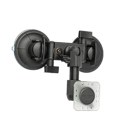 PIVOT Double Suction Cup Mount 22 cm arm installed with PIVOT iPad case for aviation EFB use