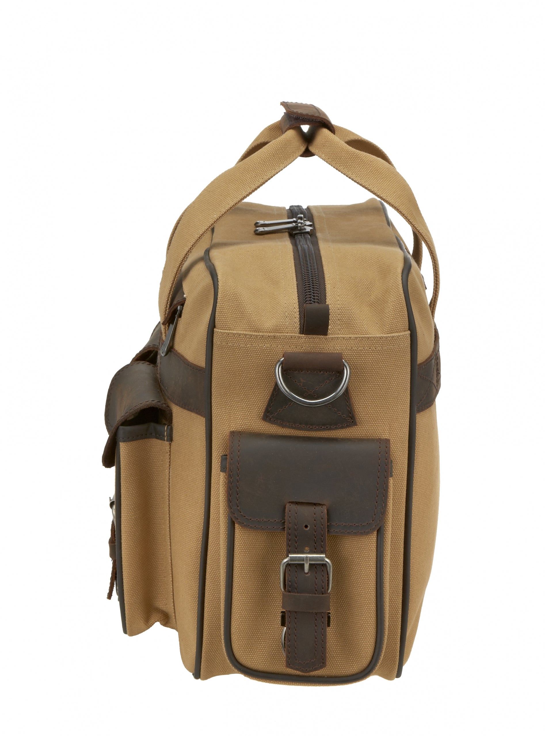 Alternate side view of the Flight Outfitters Bush Pilot Folio Bag, emphasizing additional design details.