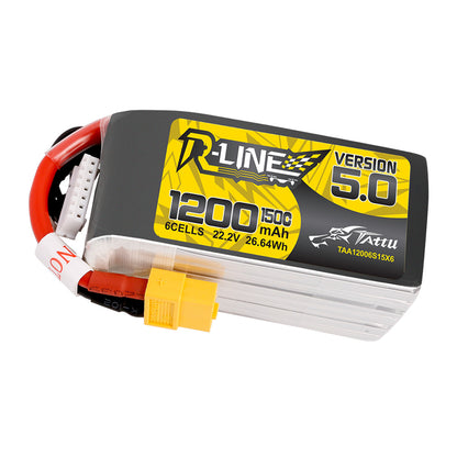 Tattu - 1200mAh 22.2V 150C 6S1P Full Size FPV Racing Quad battery with XT60 Plug