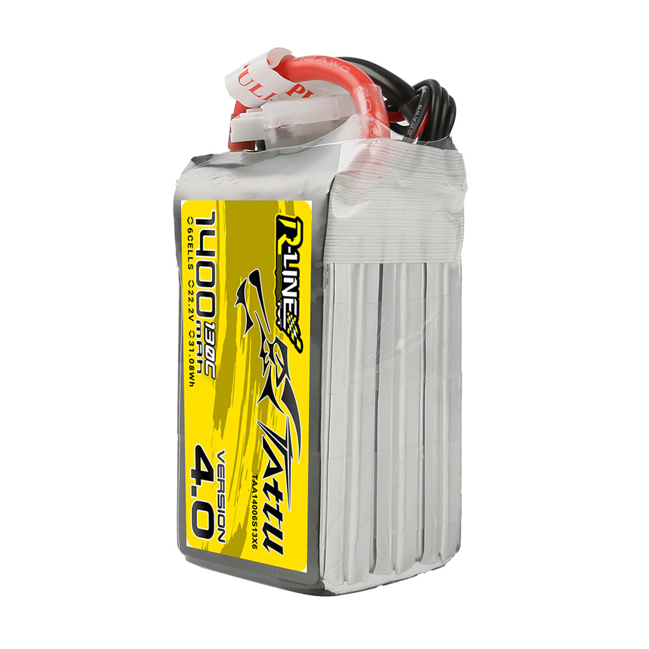 Tattu - 1400mAh 22.2V 130C 6S1P Full Size FPV Racing Quad battery with XT60 Plug