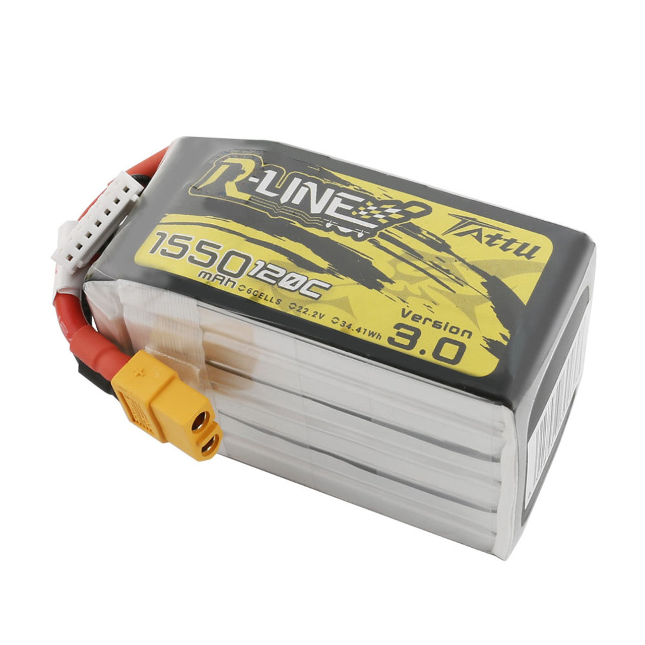 Tattu - 1550mAh 22.2V 120C 6S1P Full Size FPV Racing Quad battery with XT60 Plug