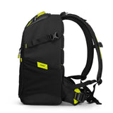 Torvol Quad PITSTOP Backpack – Side View Showing Hip and Sternum Straps, Back Padding, Mesh Pockets, and Quick-Release Side Straps