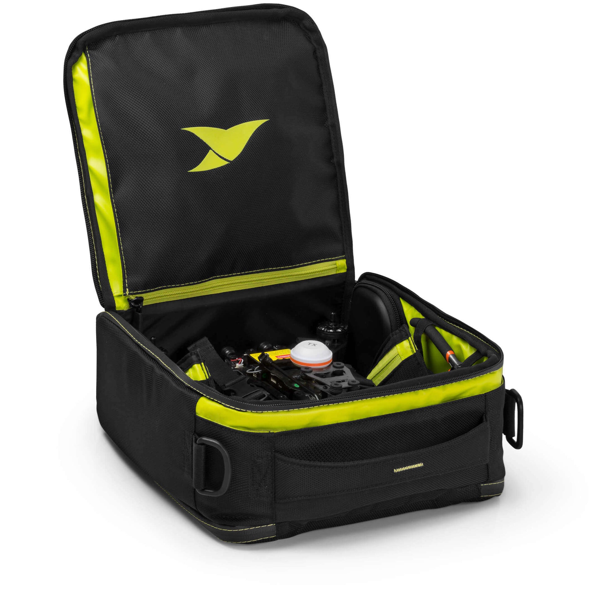 Torvol Freestyle Drone Bag – Open Bag Interior in Neon Green and Black