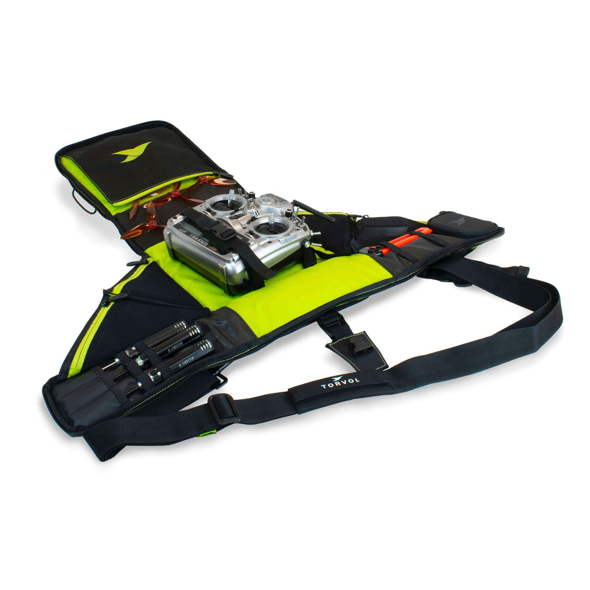 Torvol Freestyle Drone Bag – Fully Open Display Showing Compartment Layout