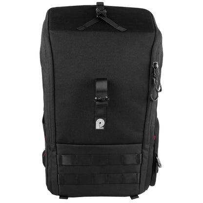Torvol Urban Drone Carrier Backpack – Back View with Zippers and Attachment Loops, Black