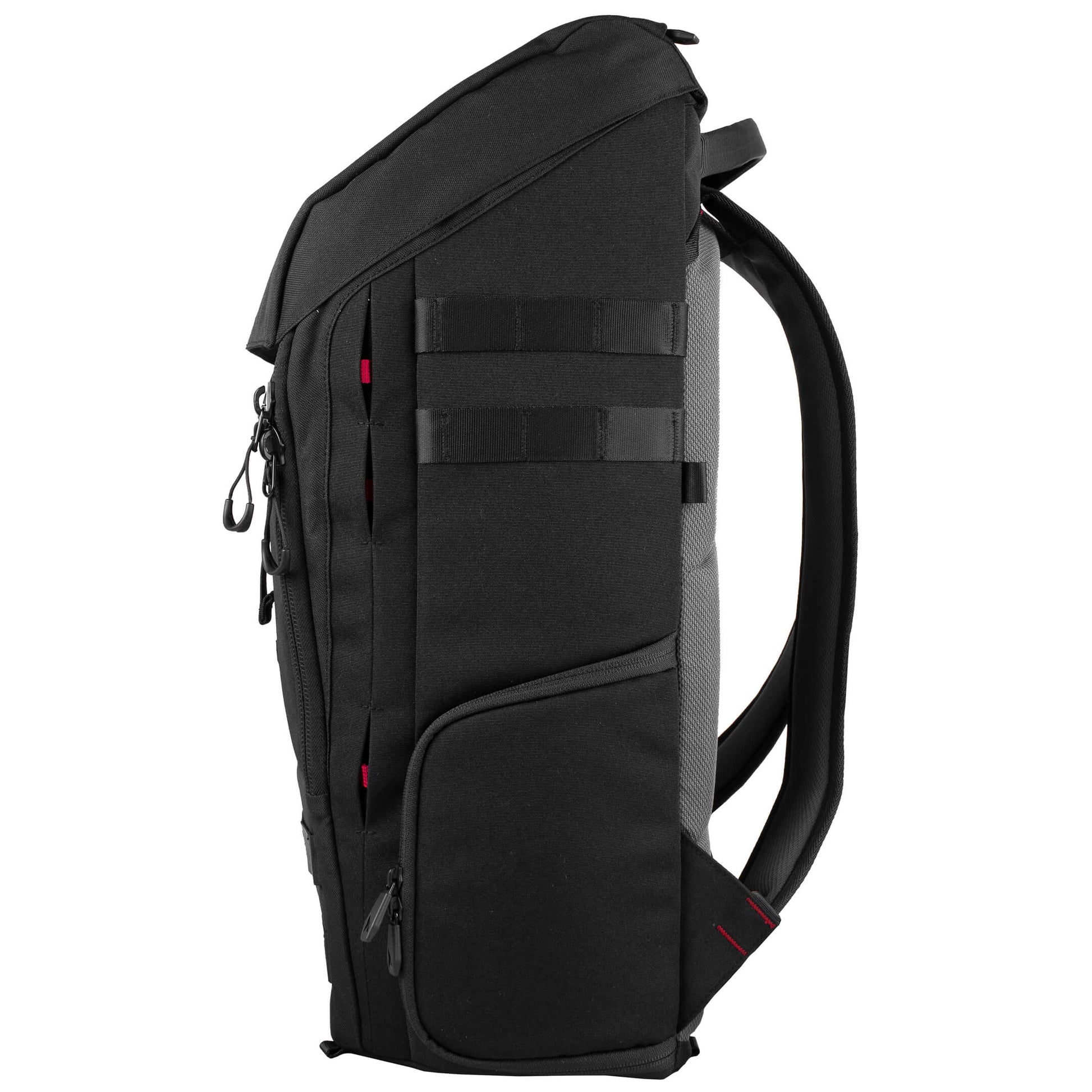 Torvol Urban Drone Carrier Backpack – Right Side View with Attachment Loops, Corner Pocket, and Handle, Black