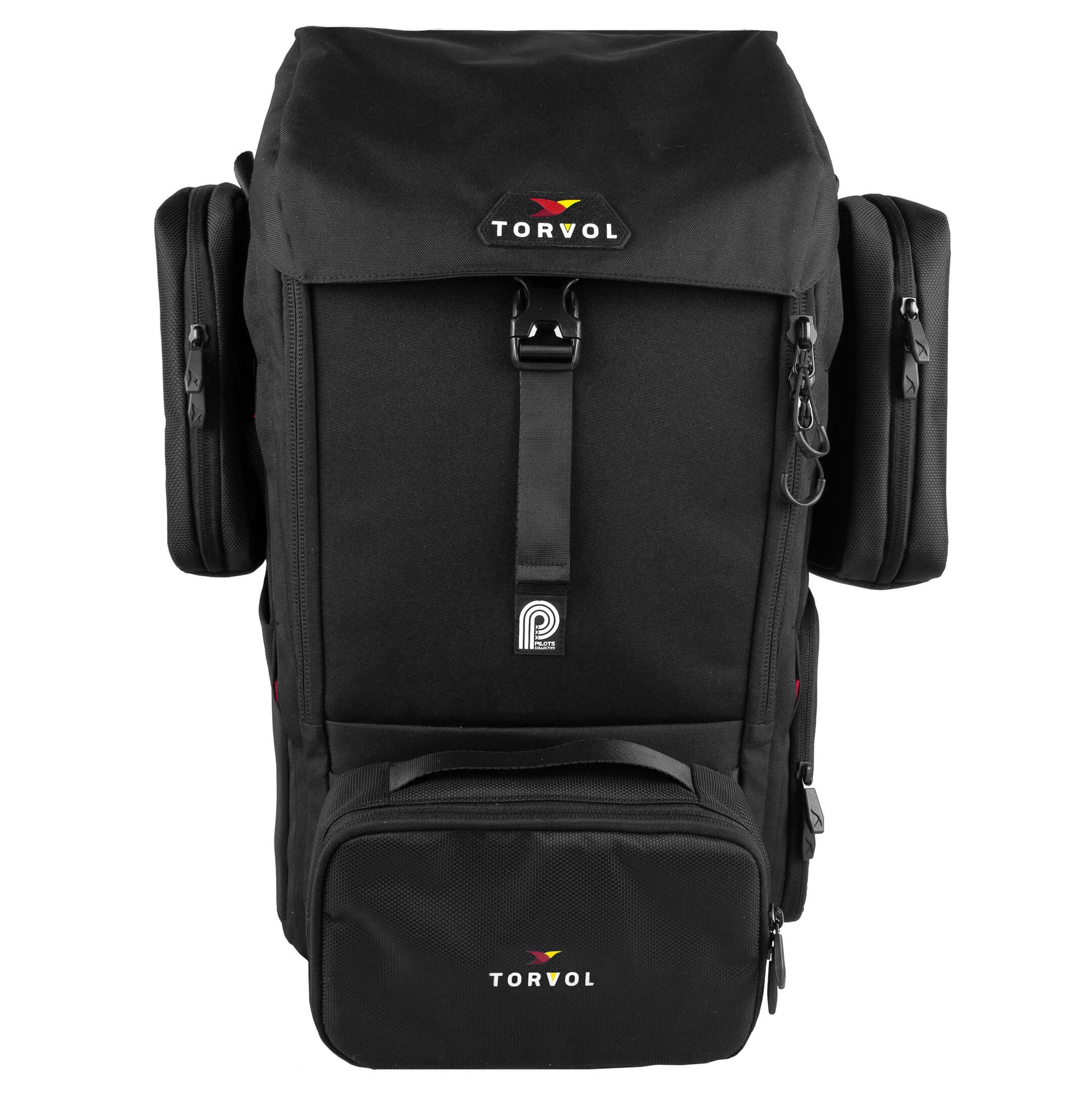 Torvol Urban Drone Carrier Backpack – Front View with All Separate Bag Attachments, Black