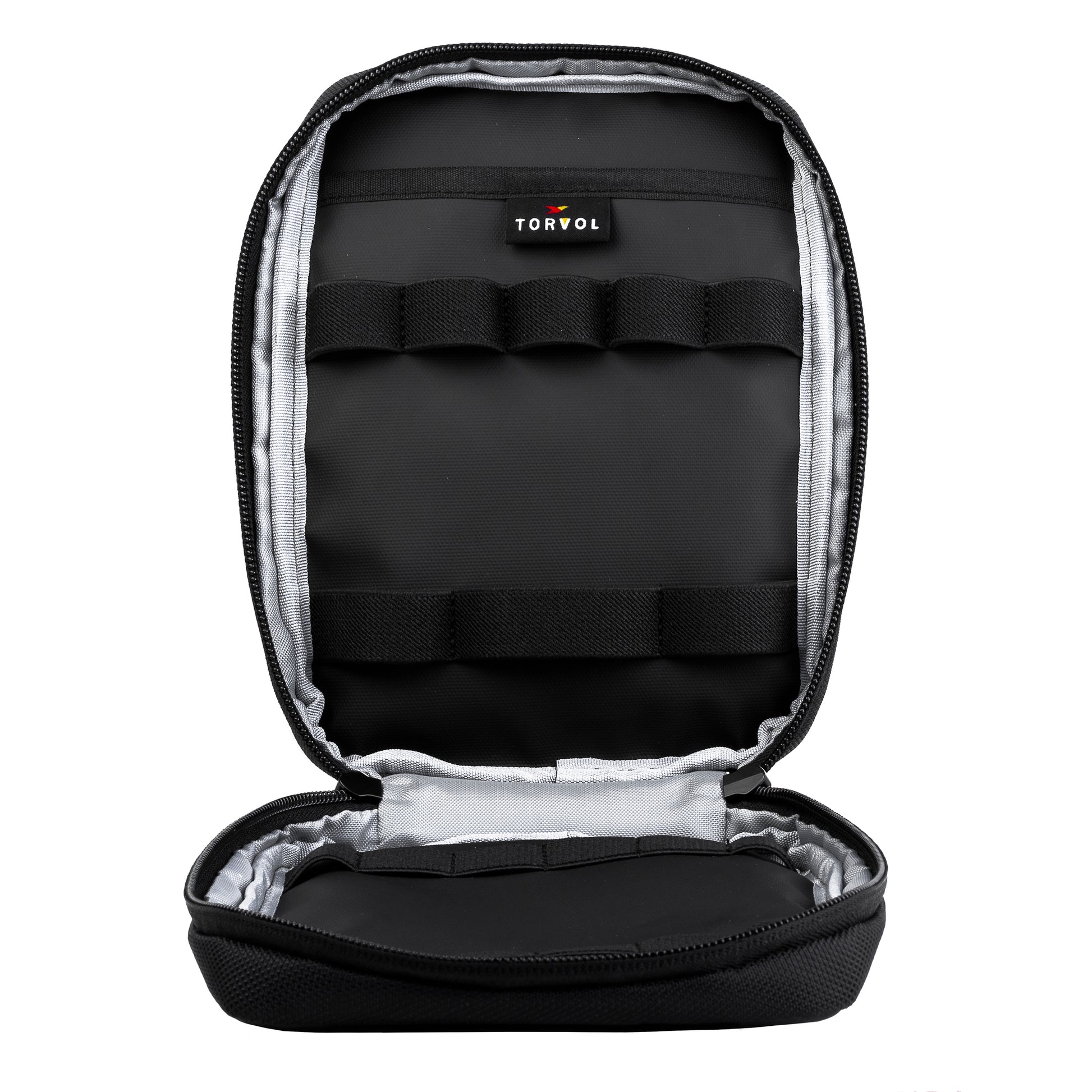 Torvol Freestyle Tool Case – Front View Open Showing Elastic Compartments and Handle