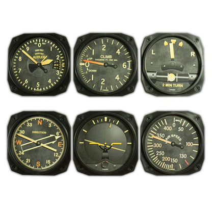 Trintec 9045 six-piece vintage aviation instrument coaster set