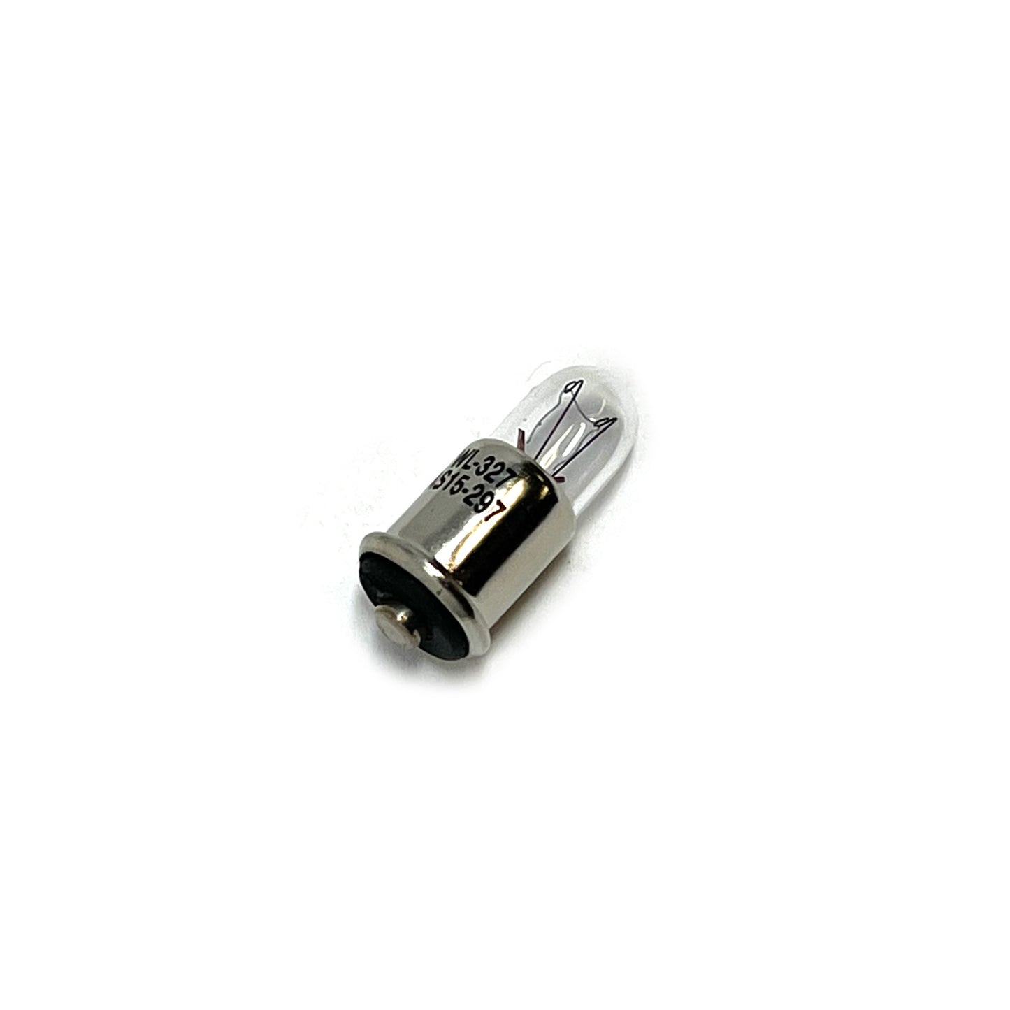 Wamco 327AS15-297 subminiature aircraft lamp with T1-3/4 envelope, MF base, and C-2F filament