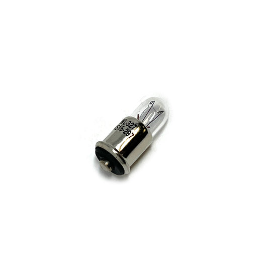 Wamco 327AS15-297 subminiature aircraft lamp with T1-3/4 envelope, MF base, and C-2F filament
