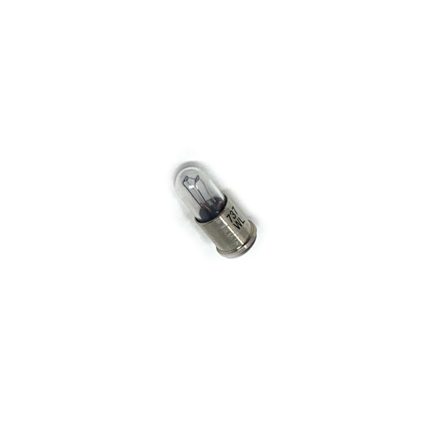 Wamco 737 subminiature aircraft lamp with T1-1/4 envelope, MF base, and C-2F filament
