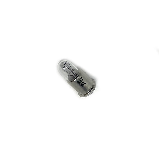 Wamco 387 subminiature aircraft lamp with T1-3/4 envelope, MF base, and C-2F filament