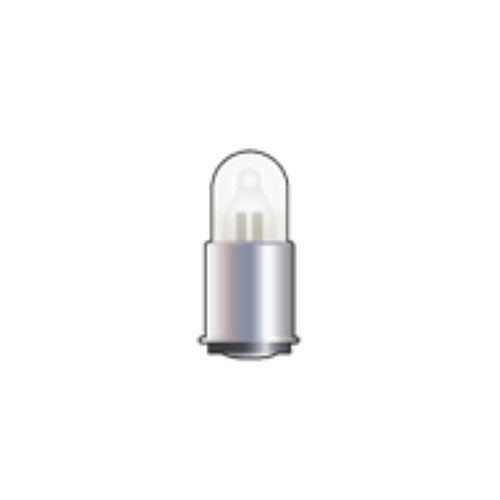 Technical drawing of Wamco N115-18K subminiature amber aircraft lamp with T1-3/4 envelope and MF base