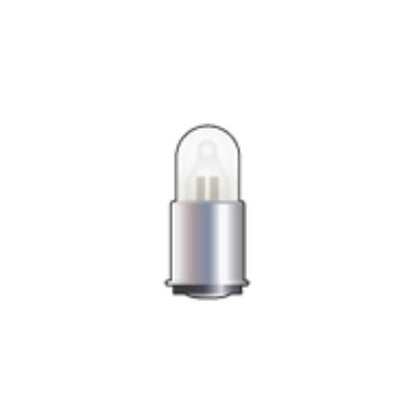 Technical drawing of Wamco N115-18K subminiature amber aircraft lamp with T1-3/4 envelope and MF base