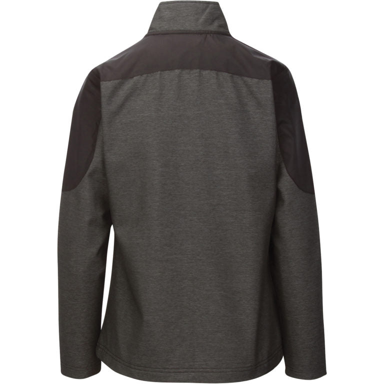 Back view of Flight Outfitters Women's Kodiak Jacket – black upper yoke with dark gray heather body and sleeves
