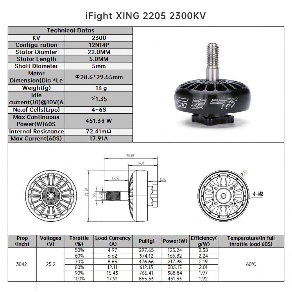 XING 2205 FPV Motor (Φ12/M2)