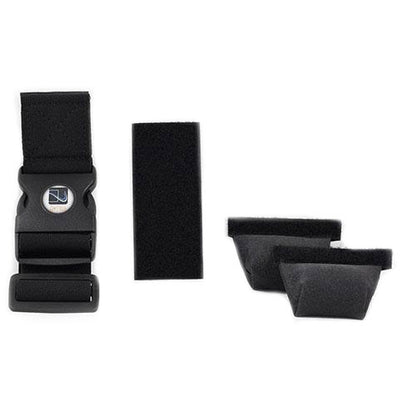 AppStrap® Kneeboard Conversion Kit components laid flat including Velcro®, leg strap, and tilt pads