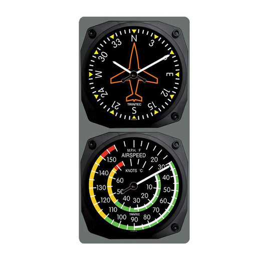 Trintec - Classic Directional Gyro/Airspeed Clock & Thermometer Set | 9062/9061