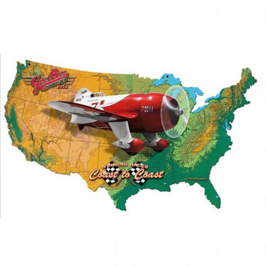 Vintage Signs - 3-D Gee Bee Sportster  Map 25in x 16in | LG623